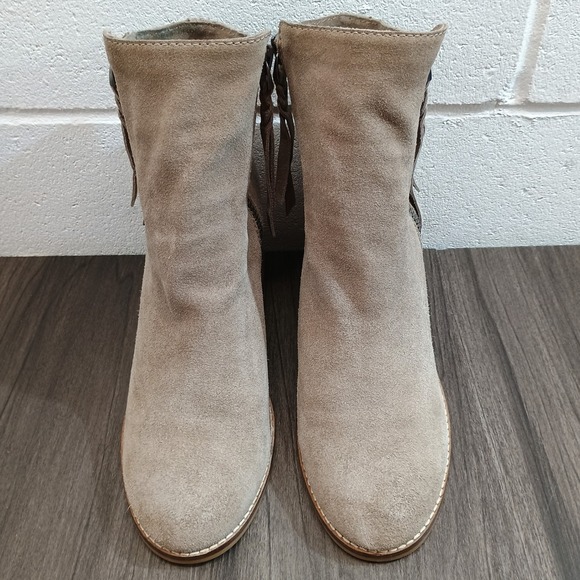 Dolce Vita Western Taupe Suede Side Zip 3 Inch Block Heel Ankle Boots Women's 8M - Picture 3 of 9